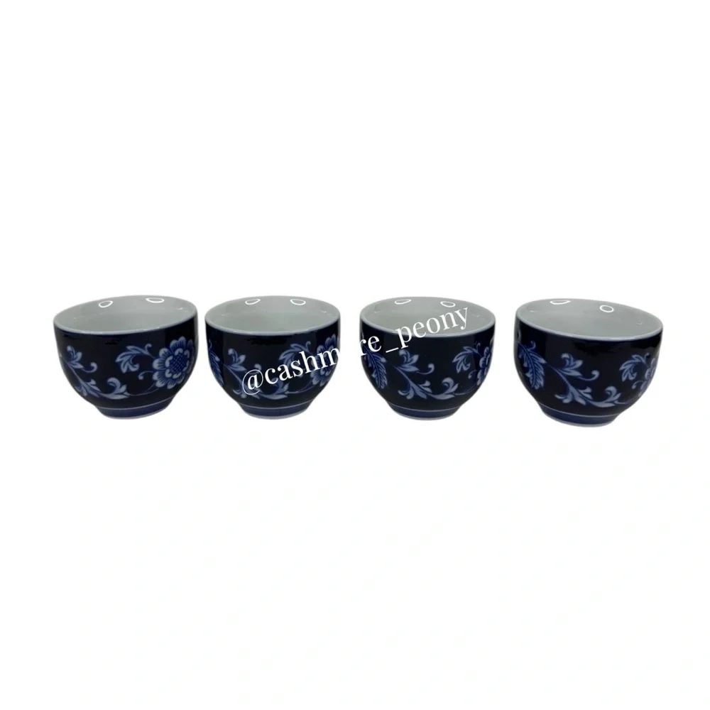 Pier 1 Cobalt Blue Mandarin Floral Tea Set - Tea Pot and 4 Cups